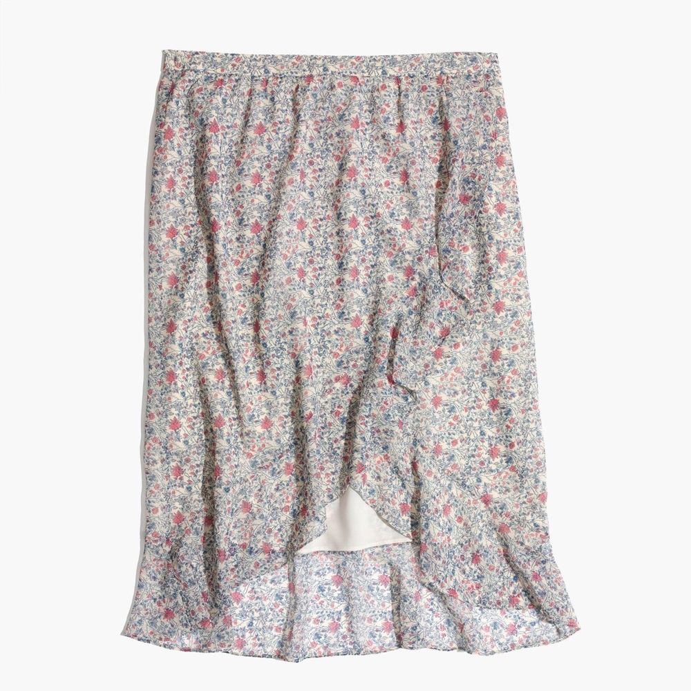 Madewell Ruffle-Wrap Midi Skirt in Shadow Petal